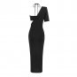 Halter Short Sleeve Asymmetrical Over Knee Bandage Dress