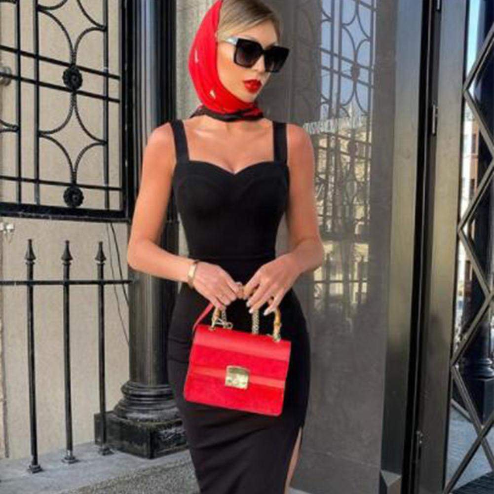 Strappy Sleeveless Plain Midi Bandage Dress