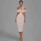 Halter Short Sleeve Cut Out Midi Bandage Dress