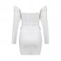 Off Shoulder Long Sleeve Striped Mini Bandage Dress