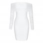 Off Shoulder Long Sleeve Frill Mini Bandage Dress