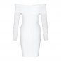 Off Shoulder Long Sleeve Frill Mini Bandage Dress