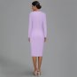 Round Neck Long Sleeve Striped Midi Bandage Dress