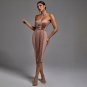 Strapless Sleeveless Tassels Over Knee Bandage Dress