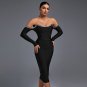 Off Shoulder Rhinestone Midi Bandage Dress