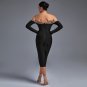 Off Shoulder Rhinestone Midi Bandage Dress