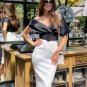 V Neck Short Sleeve With Belt Midi Bandage Dress