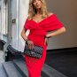 V Neck Short Sleeve With Belt Midi Bandage Dress