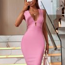 V Neck Backless Fashion Bandage Dress