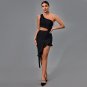 One Shoulder Cut Out Asymmetrical Midi Bandage Dress