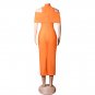 High Neck Short Sleeve Midi Cut Out Bandage Dress