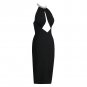 Halter Sleeveless Midi Drill Chain Bandage Dress