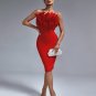 Strapless Feather Midi Bandage Dress
