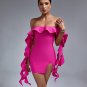 Off Shoulder Ruffle Mini Bandage Dress