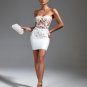 Strapless Cutout Feather Bandage Skirt Set