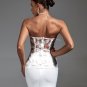 Strapless Cutout Feather Bandage Skirt Set