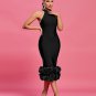 Halter Ruffle Hem Crepe Cocktail Dress