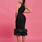 Halter Ruffle Hem Crepe Cocktail Dress