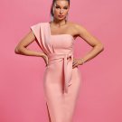 One Shoulder Belted Bandage Party Dress