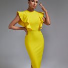 Ruffle Trim Midi Bandage Dress
