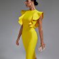 Ruffle Trim Midi Bandage Dress