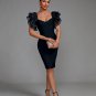 Elegant Puff Sleeve Tulle Midi Bandage Dress