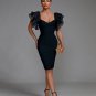 Elegant Puff Sleeve Tulle Midi Bandage Dress