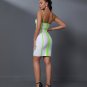 Green Striped Strap Bandage Dress