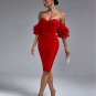 Off Shoulder Waterfall Sleeve Bandage Dress