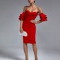 Off Shoulder Waterfall Sleeve Bandage Dress