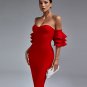 Off Shoulder Waterfall Sleeve Bandage Dress