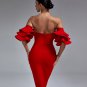 Off Shoulder Waterfall Sleeve Bandage Dress
