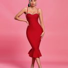 Strappy Crystal Midi Fishtail Bandage Dress