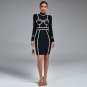 White Stripe High Neck Bandage Dress
