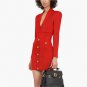 V Neck Long Sleeve Metal Ornamental Buckle Mini Bandage Dress