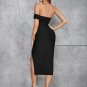 One Shoulder Pearl Midi Bandage Dress