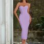 Strapless Sleeveless Striped Midi Bandage Dress