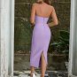 Strapless Sleeveless Striped Midi Bandage Dress