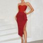 Strapless Sleeveless Sequins Midi Bandage Dress