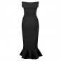 Off Shoulder Short Sleeve Midi Fishtail Bandage Dress