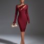 Wine-Velvet Midi Bandage Dress