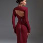 Wine-Velvet Midi Bandage Dress