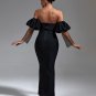 Black Puffed Sleeve Bandage Long Dress