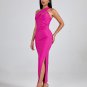 One Shoulder Pleated Bandage Long Dress