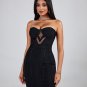 Strapless Cutout Mesh Mini Bandage Dress