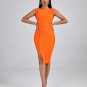Side Metal Zipper Midi Bandage Dress