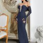 Off Shoulder Long Sleeve Slit Maxi Bandage Dress