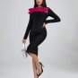 Rose Pleated Ornamented Bandage Dress