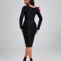 Rose Pleated Ornamented Bandage Dress