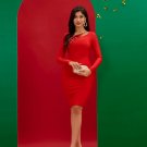Round-neck Sequins Midi Bandage Dress